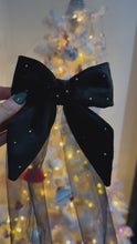 Load and play video in Gallery viewer, Black Velvet and Tulle Hair Bow with Swarovski Crystals
